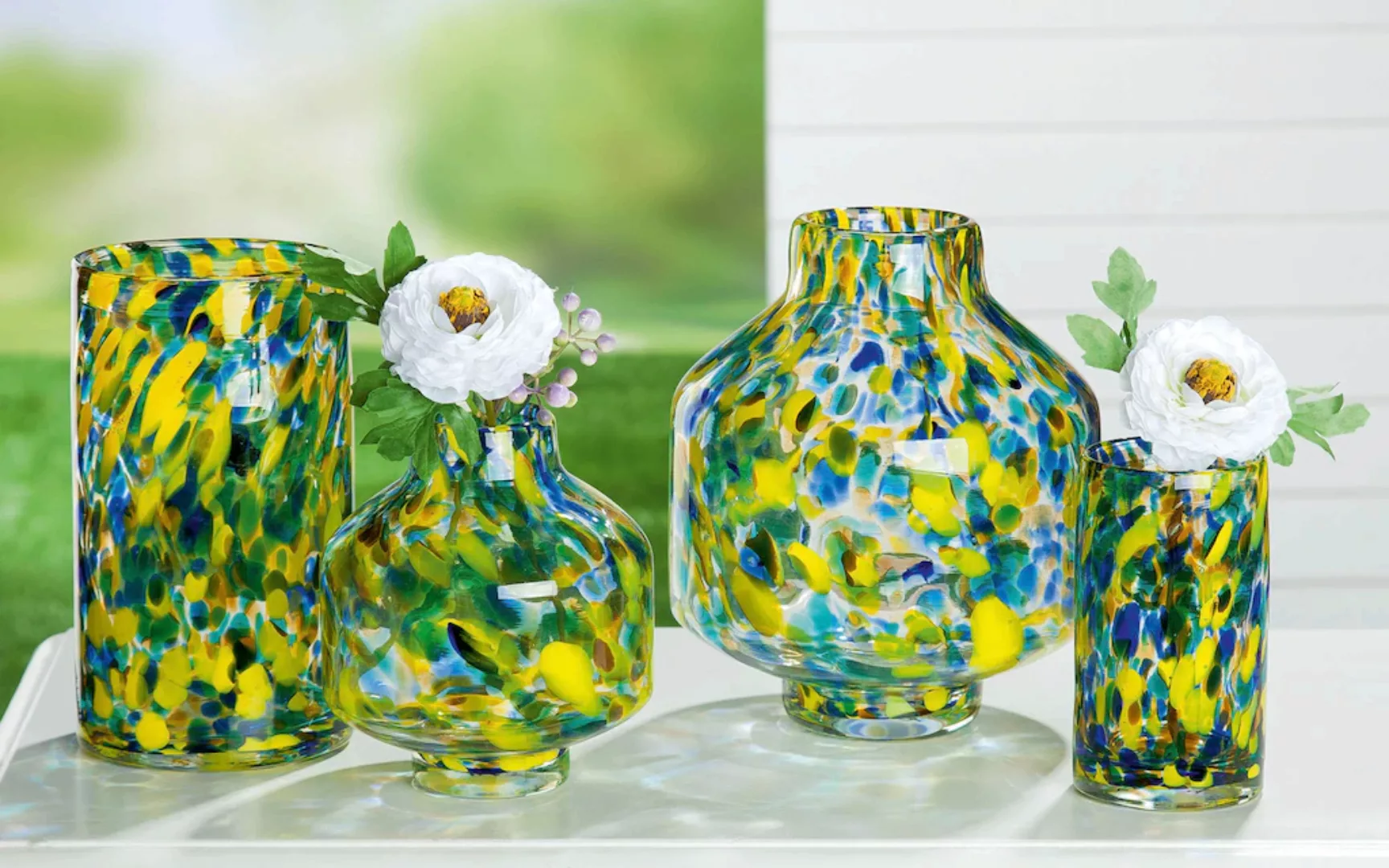 GILDE Tischvase »Splash, Höhe ca. 16 cm«, (1 St.), dekorative Vase aus Glas günstig online kaufen