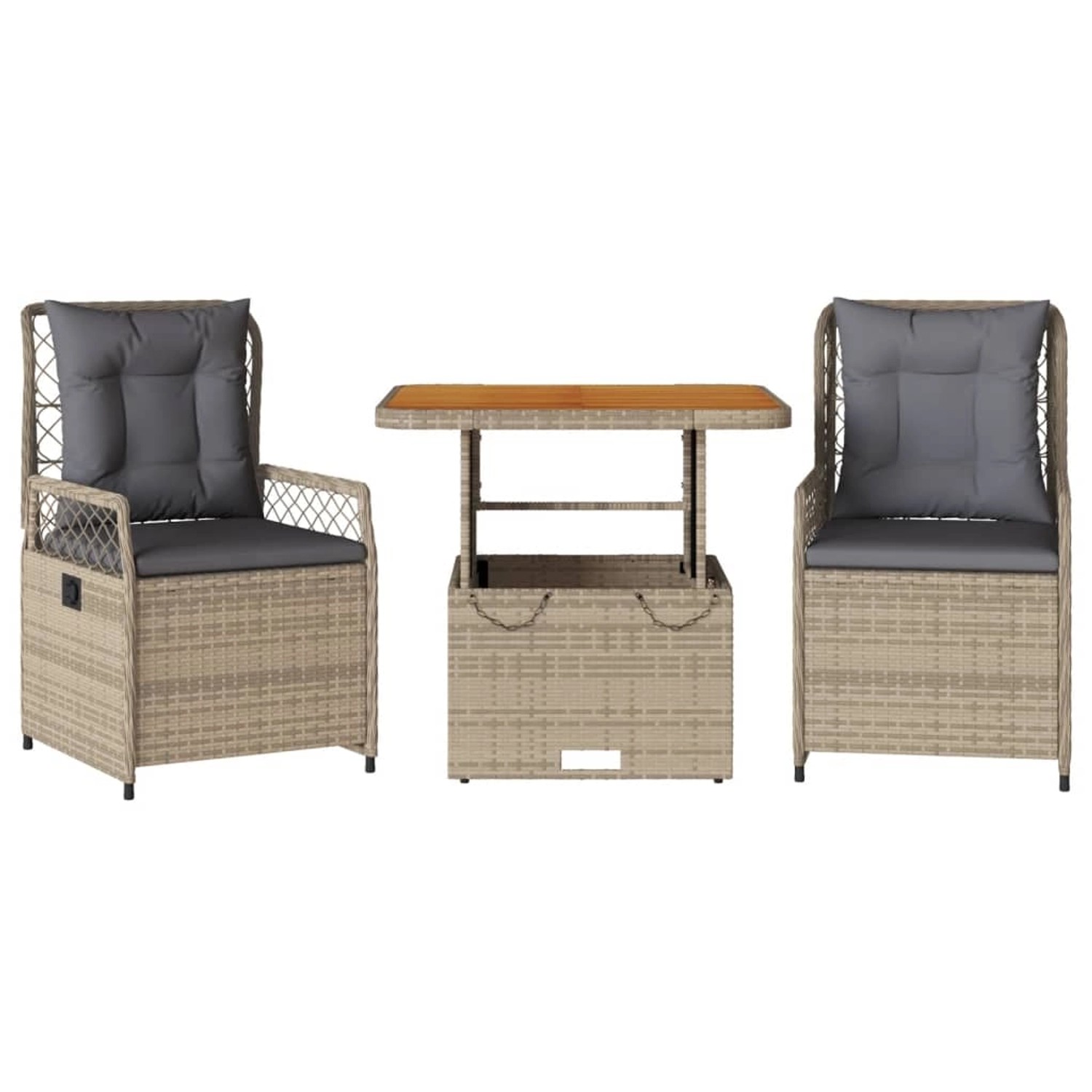 vidaXL 3-Tlg Garten-Essgruppe mit Kissen Beige Poly Rattan 3262916 günstig online kaufen