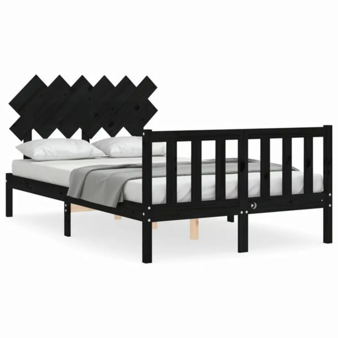 furnicato Bett Massivholzbett mit Kopfteil Schwarz 120x200 cm günstig online kaufen