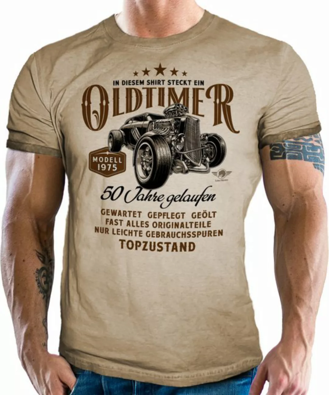 LOBO NEGRO® T-Shirt als Geschenk für Männer zum 50. Geburtstag Oldtimer Bau günstig online kaufen