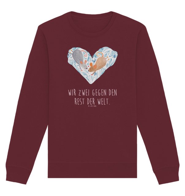 Mr. & Mrs. Panda Longpullover Größe S Mäuse Herz - Burgundy - Geschenk, Jah günstig online kaufen