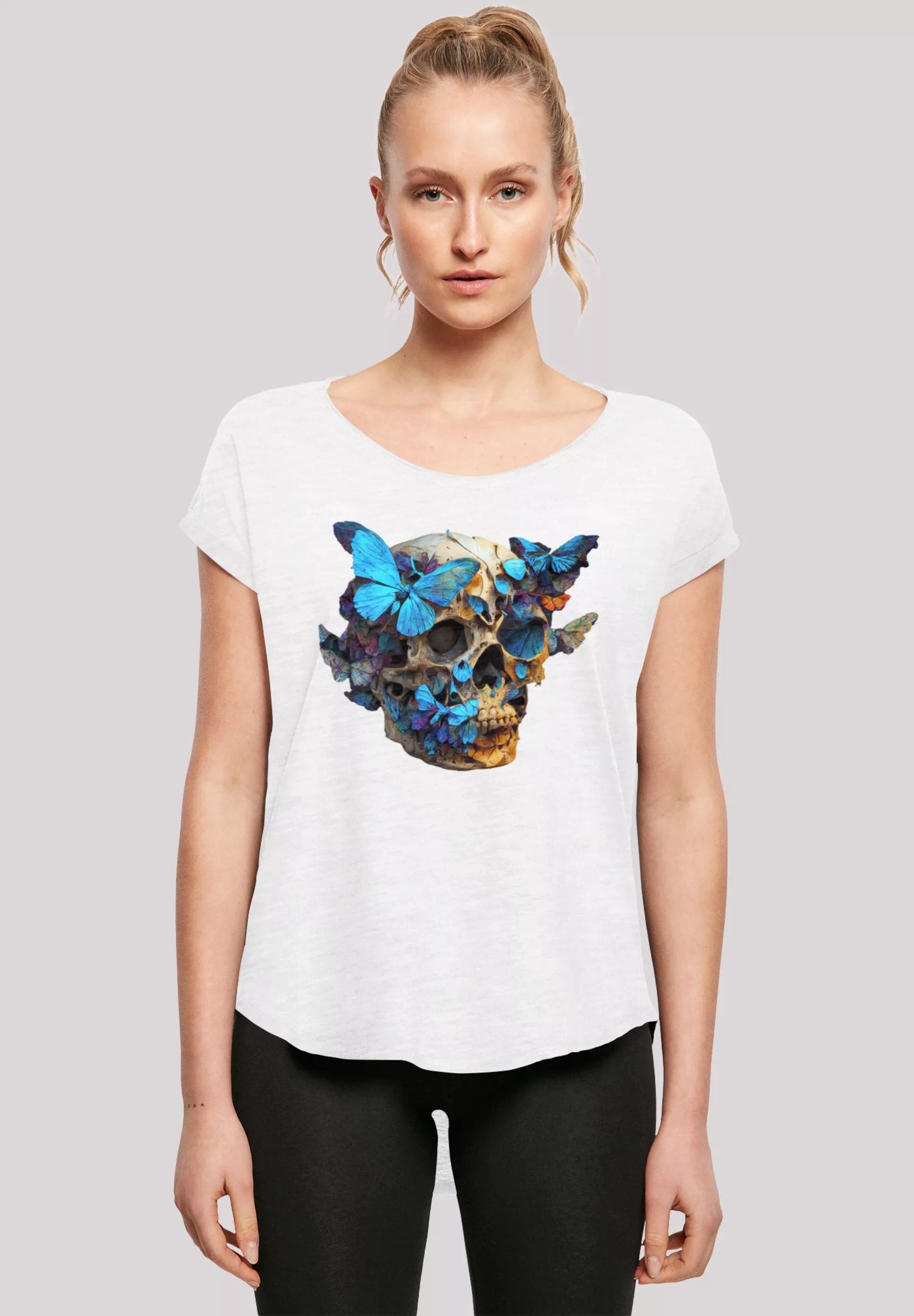 F4NT4STIC T-Shirt "Schmetterling Skull LONG TEE", Print günstig online kaufen