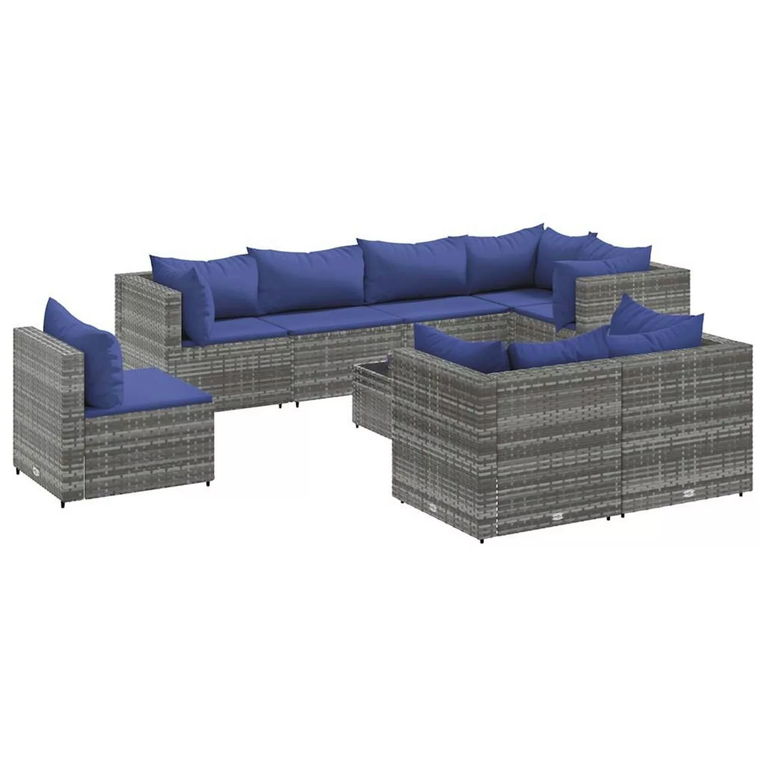 vidaXL 9-tlg Garten-Lounge-Set mit Kissen Grau Poly Rattan Modell 78 günstig online kaufen