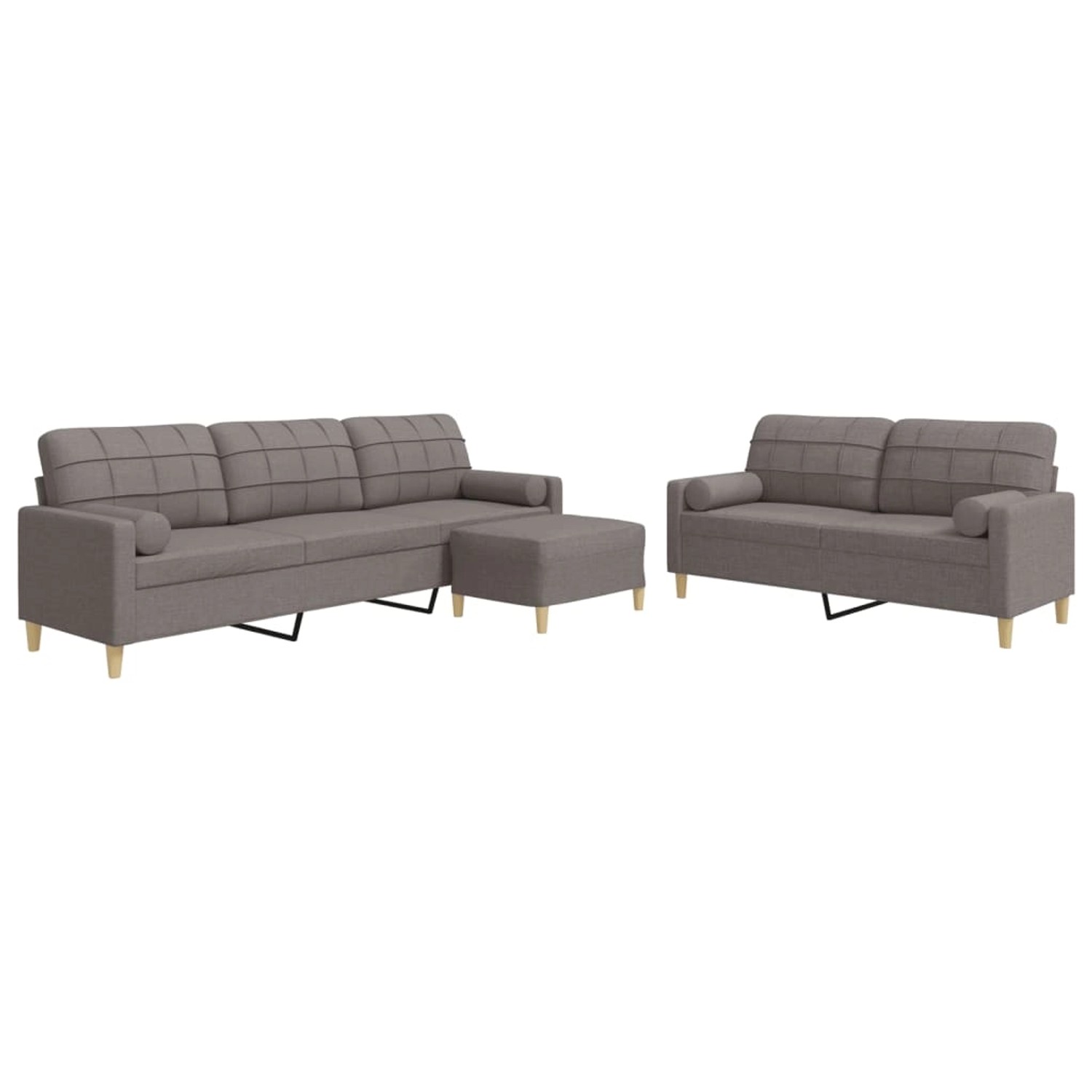 vidaXL 3-Tlg Sofagarnitur mit Fußhocker & Dekokissen Taupe Stoff 2149647 günstig online kaufen