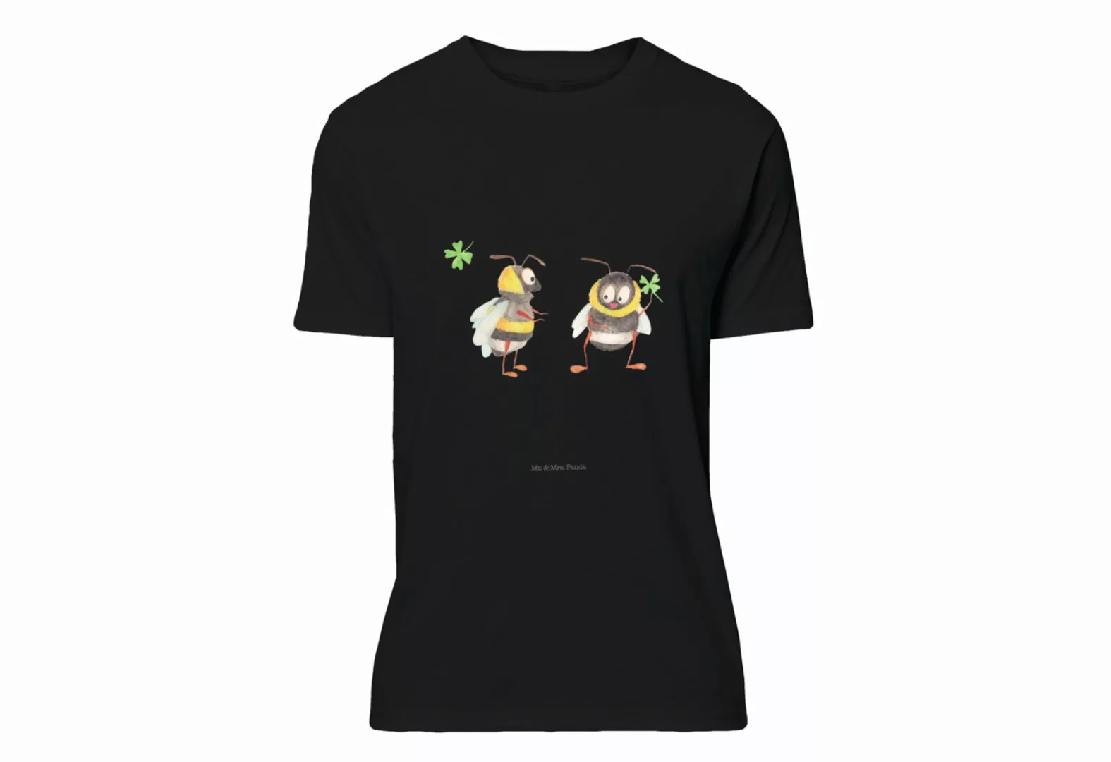 Mr. & Mrs. Panda T-Shirt Hummeln mit Kleeblatt - Schwarz - Geschenk, Jubilä günstig online kaufen