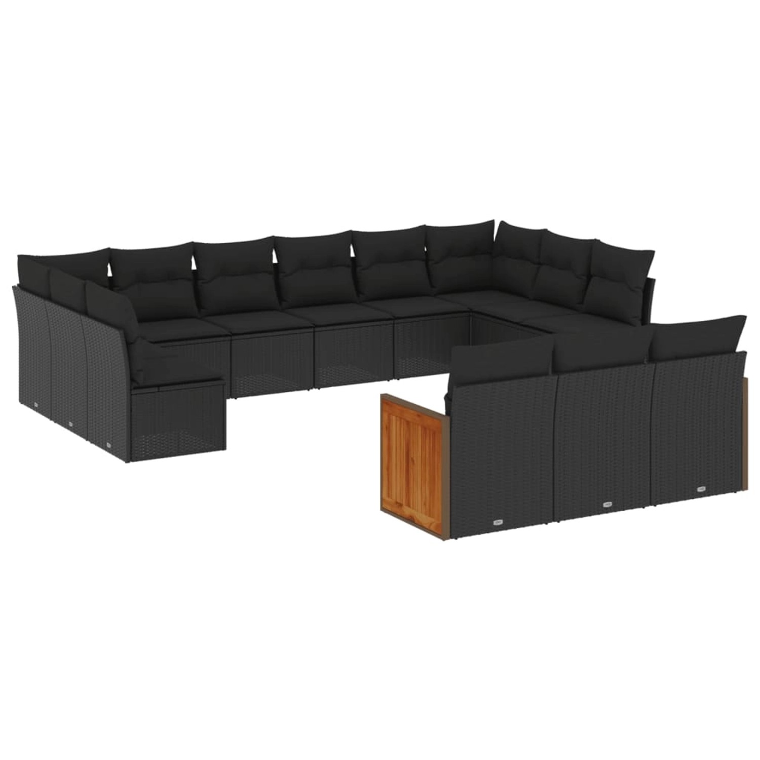 vidaXL 13-Tlg Garten-Sofagarnitur mit Kissen Schwarz Poly Rattan 3228134 günstig online kaufen