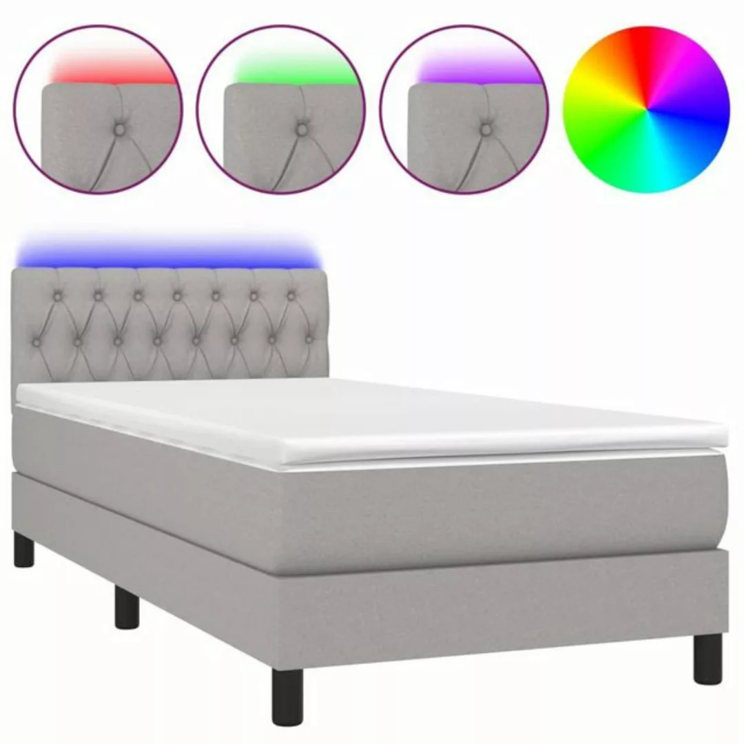 vidaXL Boxspringbett Boxspringbett mit Matratze LED Hellgrau 90x200 cm Stof günstig online kaufen