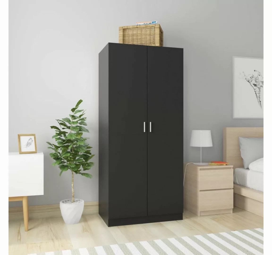 furnicato Kleiderschrank Schwarz 80x52x180 cm Holzwerkstoff günstig online kaufen