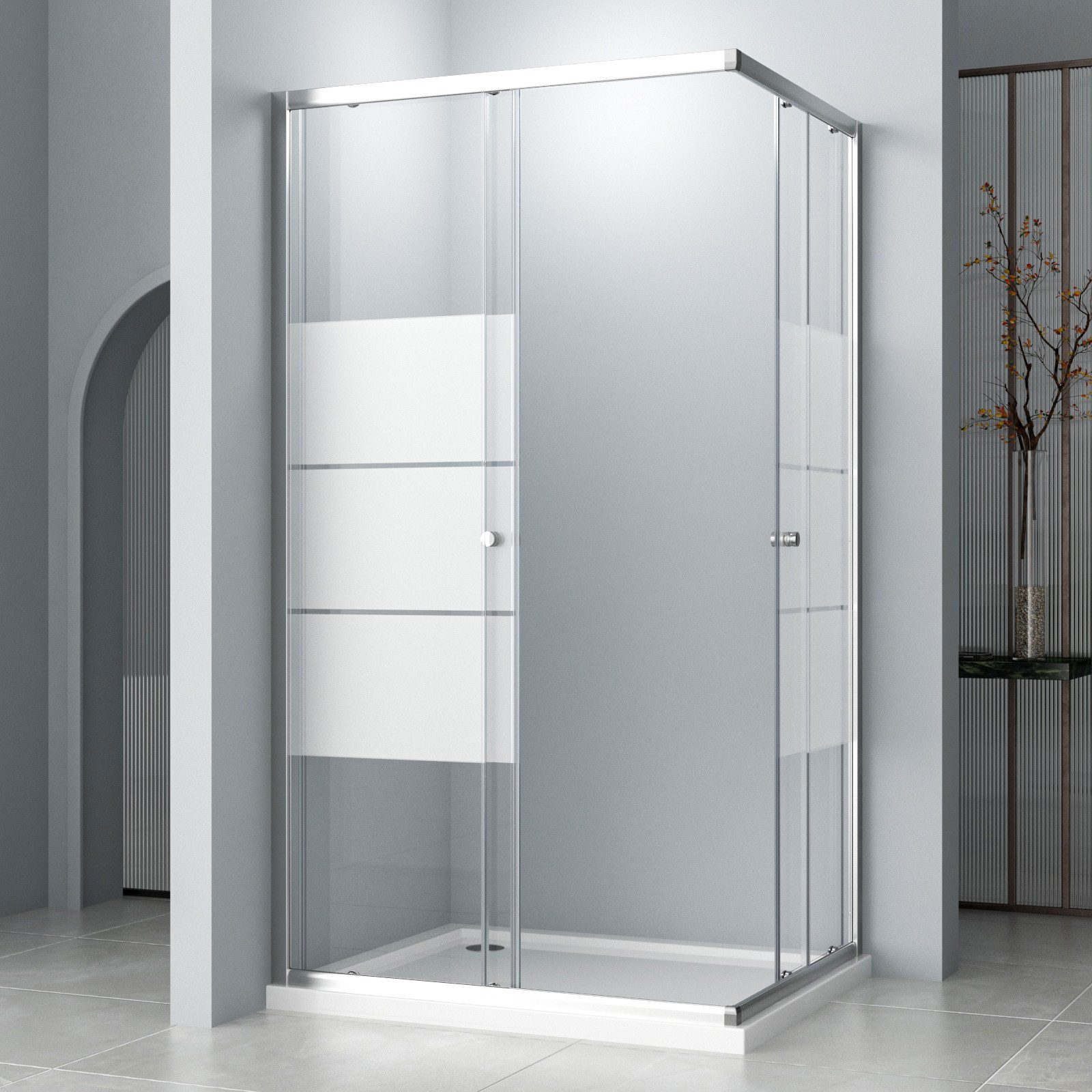 Hopibath Eckdusche milchglas Duschkabine 100x100 100x80 günstig online kaufen
