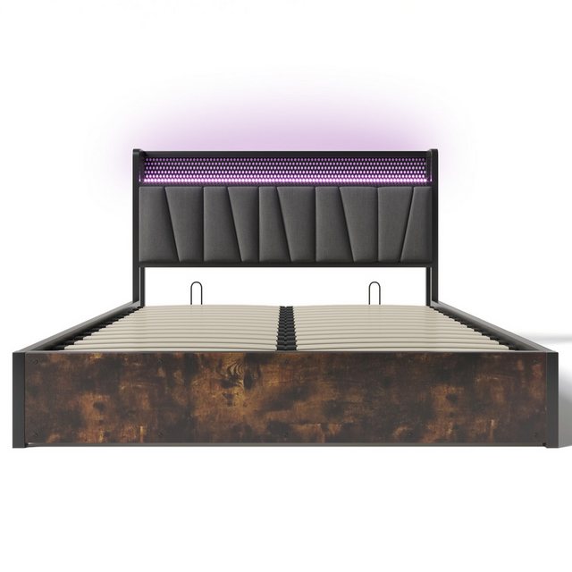 IDEASY Metallbett Polsterbett, LED App-Control Doppelbett, (Kopfteil mit St günstig online kaufen