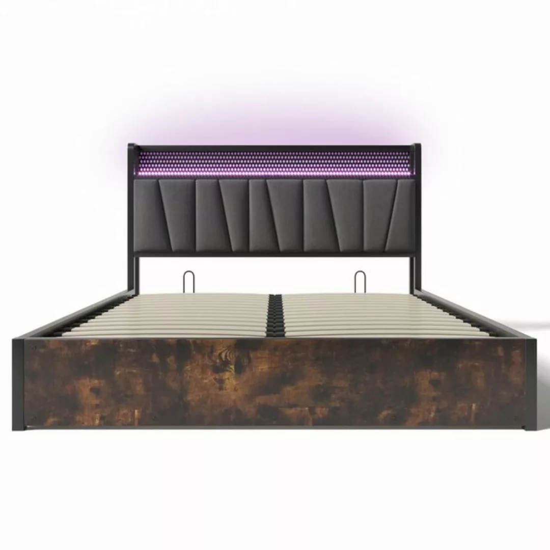 IDEASY Metallbett Polsterbett, LED App-Control Doppelbett, (Kopfteil mit St günstig online kaufen