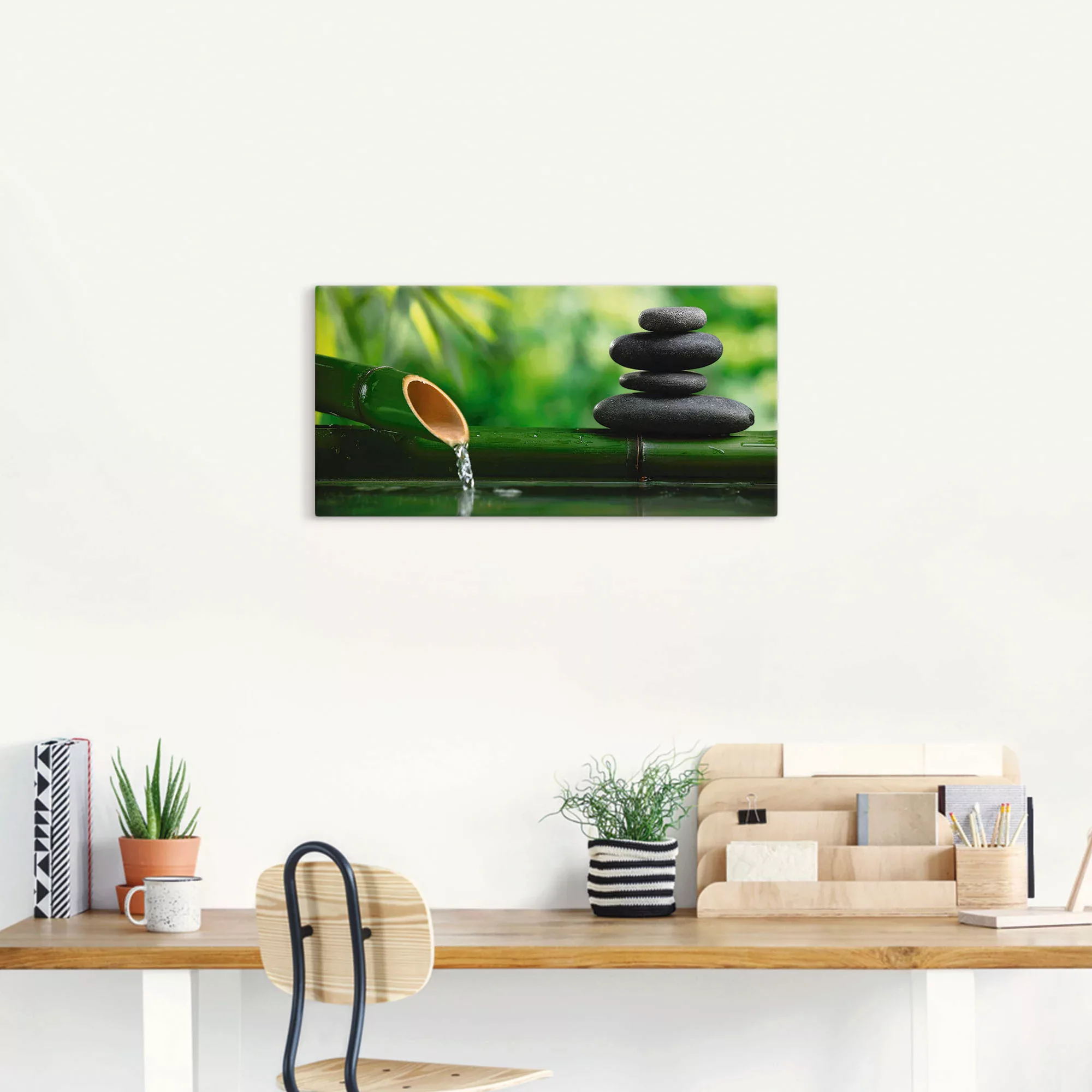 Artland Wandbild »Bambusbrunnen und Zen-Stein«, Zen, (1 St.), als Alubild, günstig online kaufen