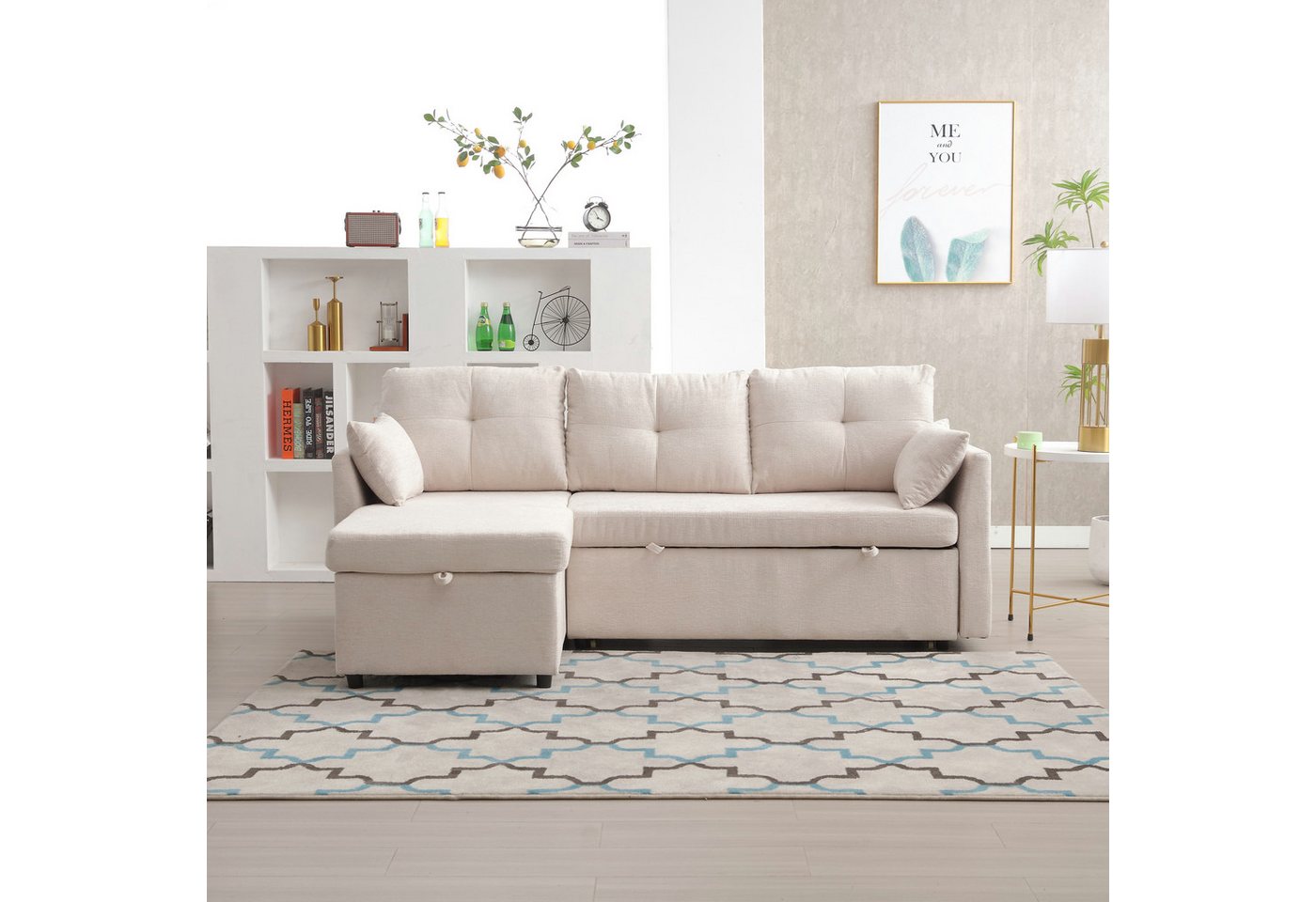 OKWISH Sofa Ecksofa L-förmiges modulares Sofa, mit umkehrbarer Ottomane Mod günstig online kaufen