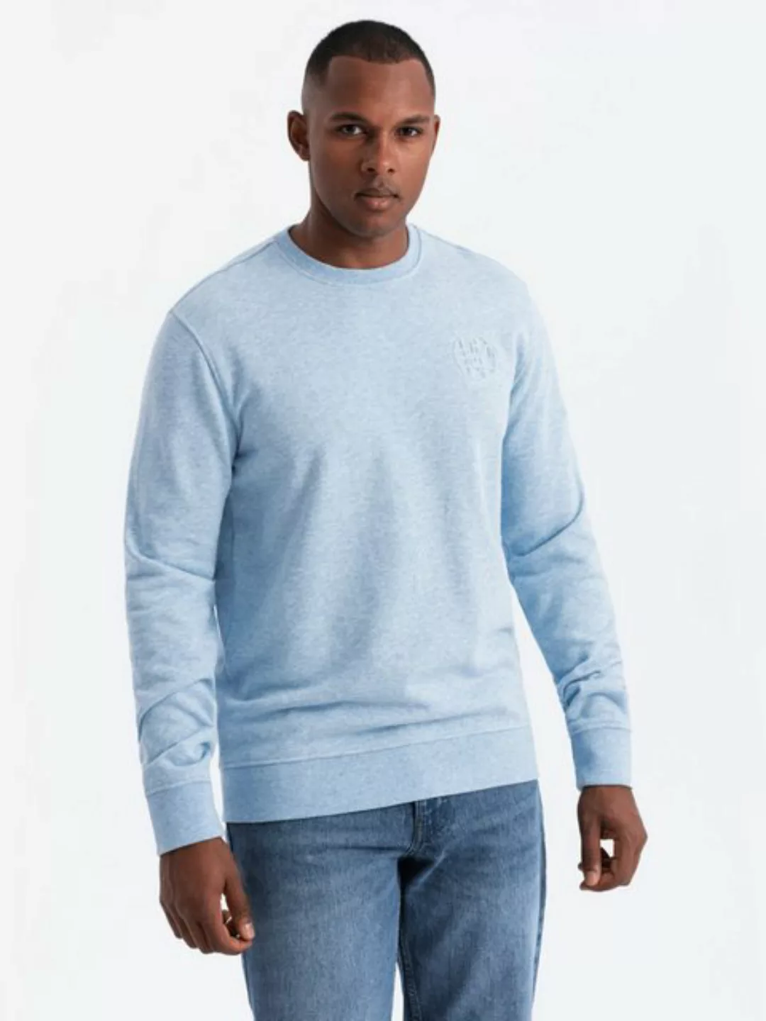 OMBRE Sweatshirt Herren Sweatshirt aus Melange mit gesticktem Logo günstig online kaufen