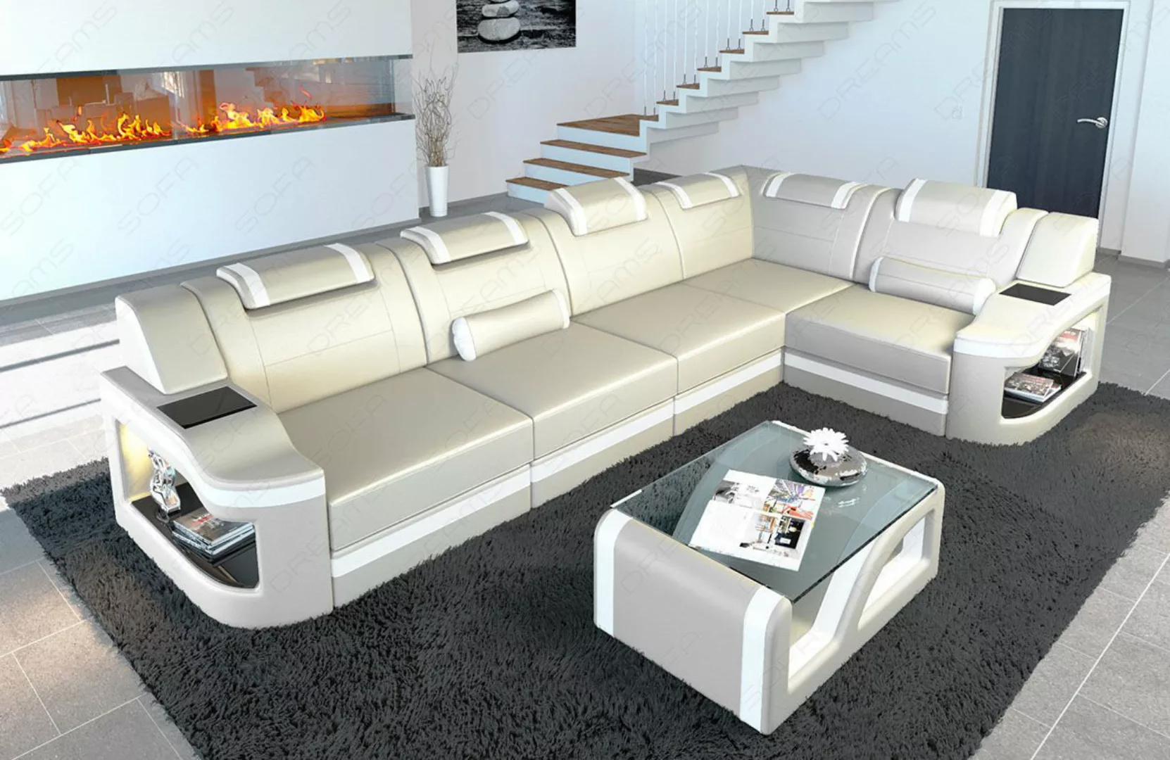 Sofa Dreams Ecksofa Ledersofa Padua L Form Mini, Designersofa, Sofa mit Lic günstig online kaufen