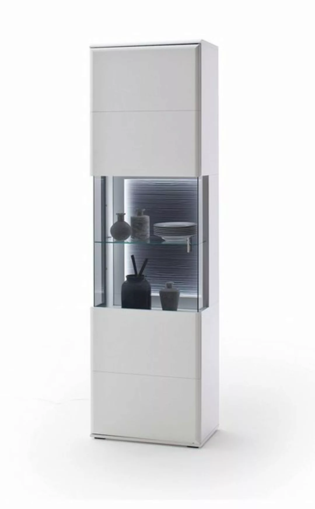 expendio Vitrine Alexia 3 weiß matt Nb. 60x208x38 cm vormontiert mit Rückwa günstig online kaufen