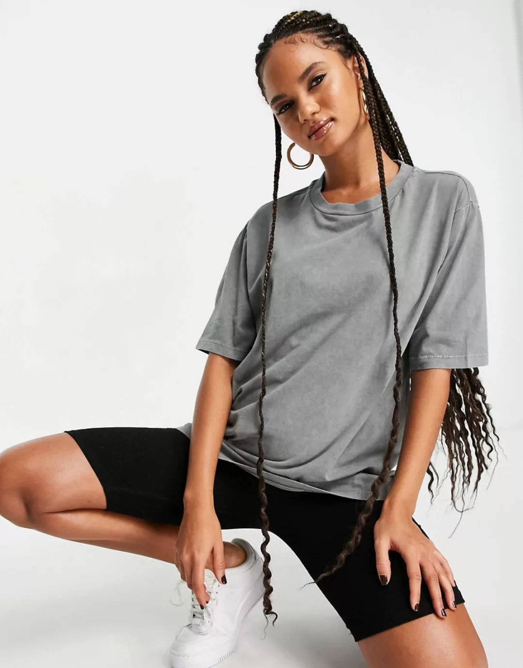 ASOS DESIGN – Oversize-T-Shirt in verwaschenem Grau günstig online kaufen