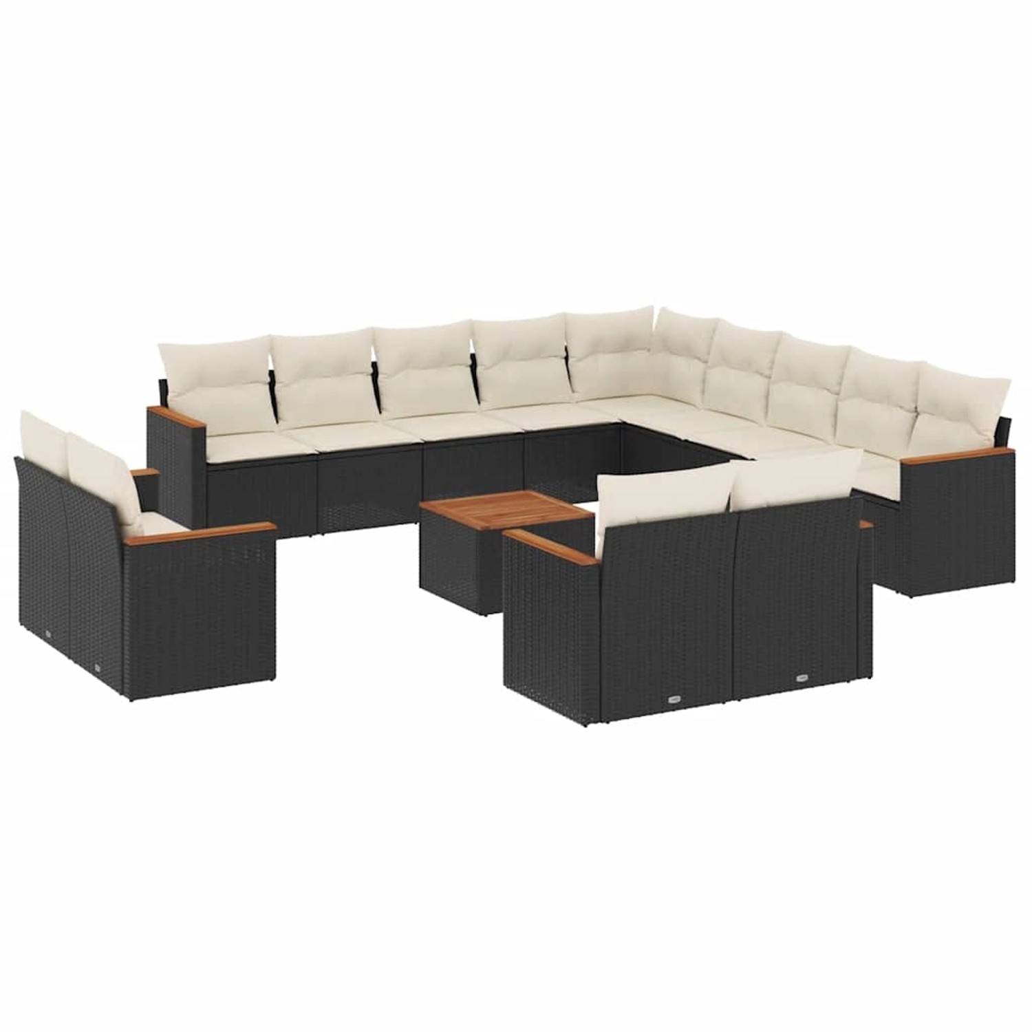 vidaXL 14-Tlg Garten-Sofagarnitur mit Kissen Schwarz Poly Rattan 3258934 günstig online kaufen