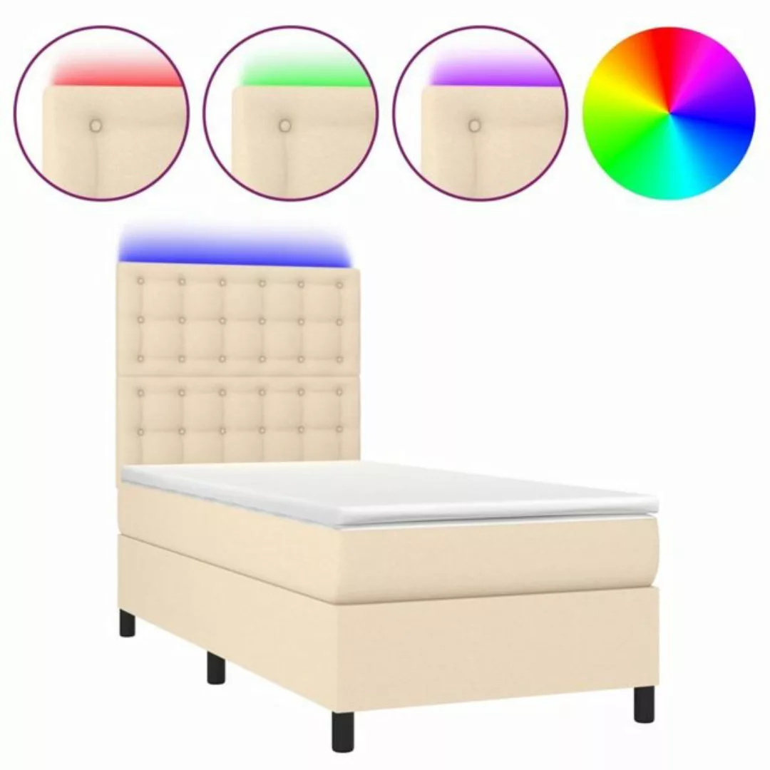 vidaXL Boxspringbett Boxspringbett mit Matratze LED Creme 100x200 cm Stoff günstig online kaufen