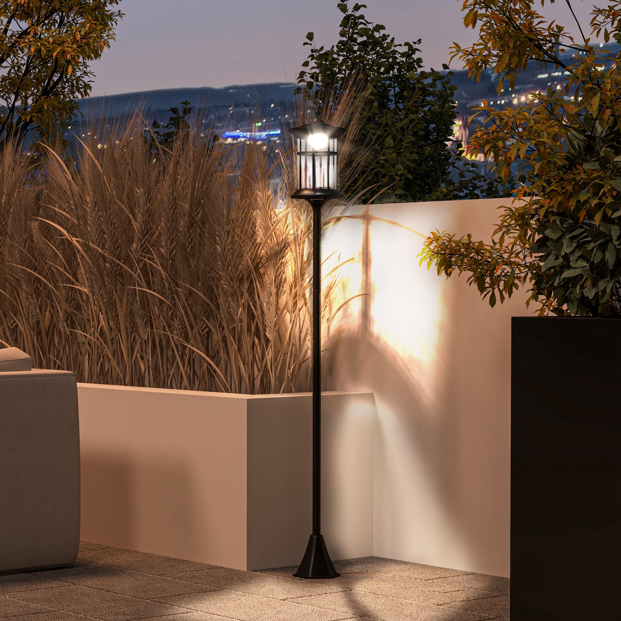 Outsunny Solar-Gartenlaterne 184cm hoch, LED-Außenlaterne IP44, Schwarz   A günstig online kaufen