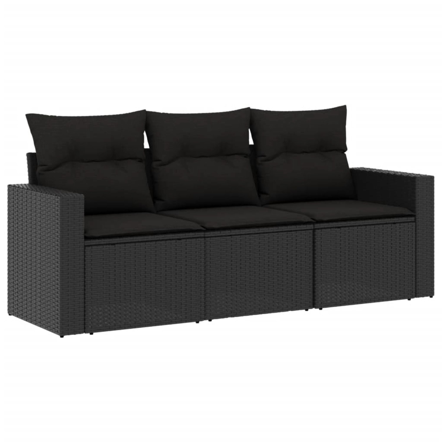 vidaXL 3-tlg Garten-Sofagarnitur mit Kissen Schwarz Poly Rattan Modell 8 günstig online kaufen