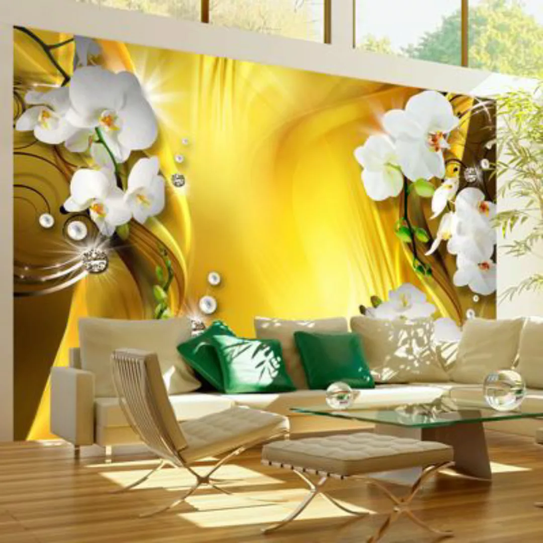 artgeist Fototapete Orchid in Gold mehrfarbig Gr. 100 x 70 günstig online kaufen