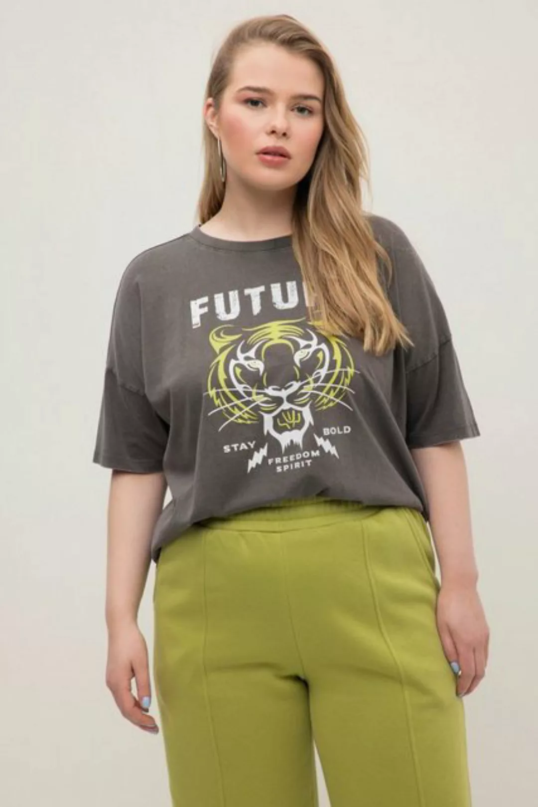 Studio Untold Rundhalsshirt T-Shirt oversized acid washed Rundhals Halbarm günstig online kaufen