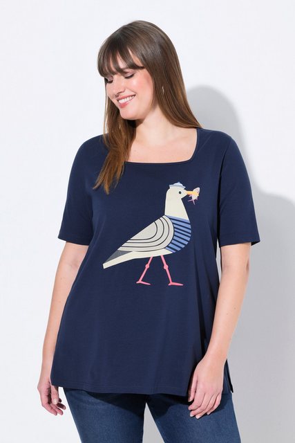 Ulla Popken T-Shirt T-Shirt Möwe Classic Carree-Ausschnitt Halbarm günstig online kaufen