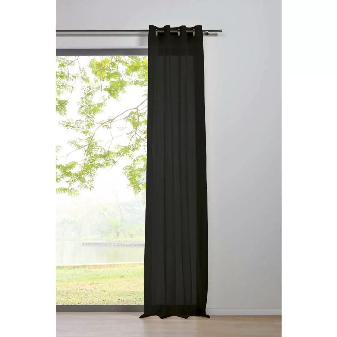 Ösenvorhang 2er Pack Pure schwarz B/L: ca. 135x245 cm günstig online kaufen