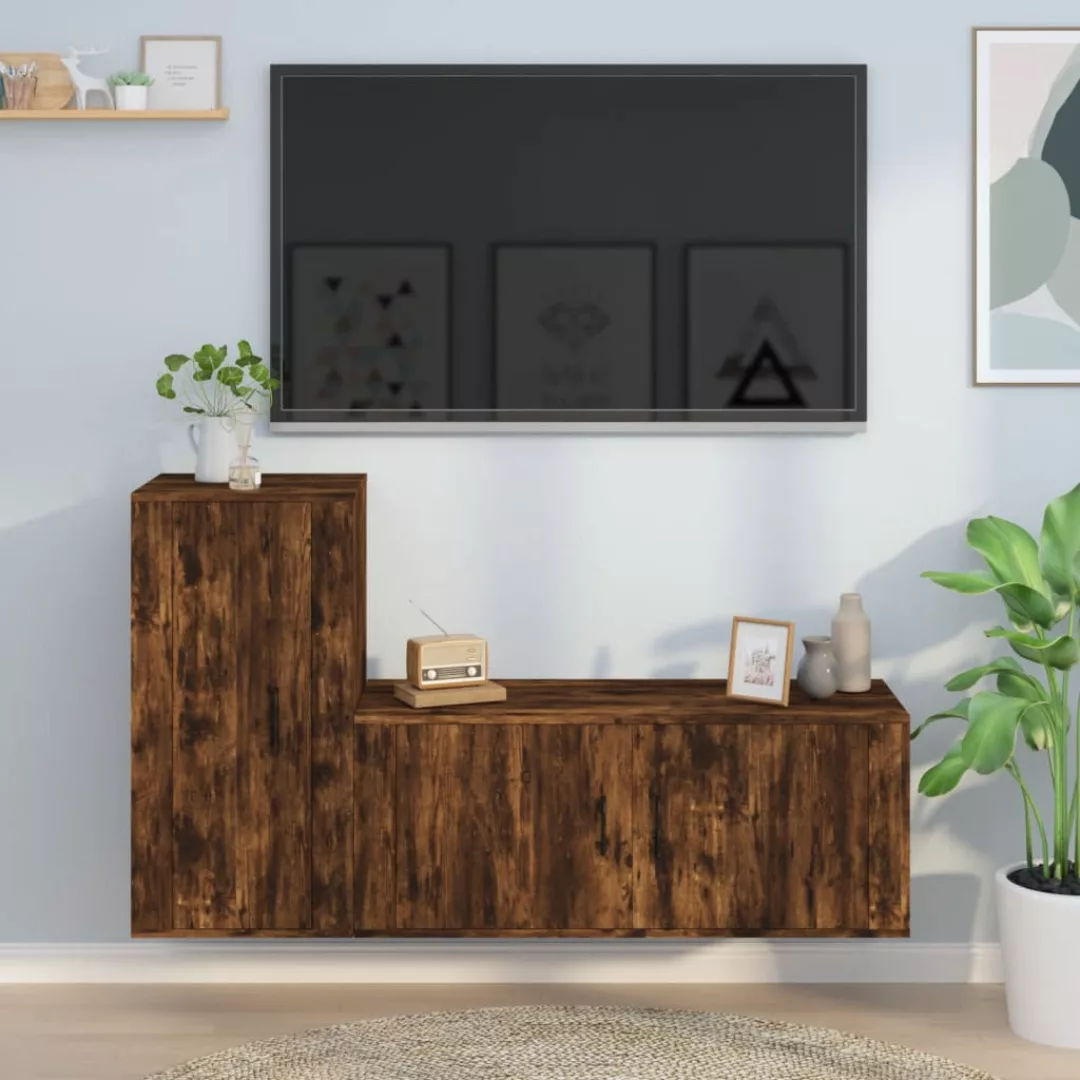 Vidaxl 2-tlg. Tv-schrank-set Räuchereiche Holzwerkstoff günstig online kaufen