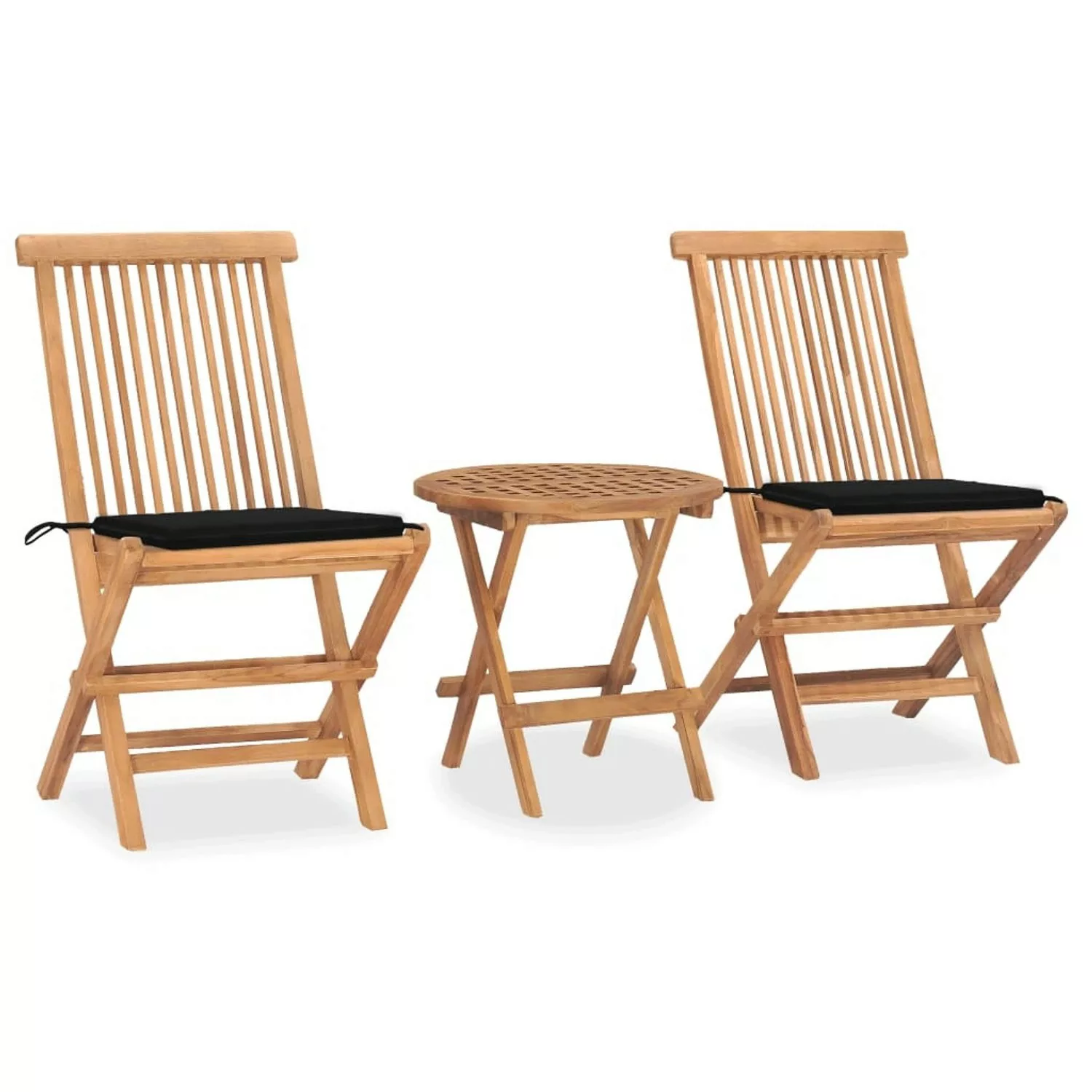 vidaXL 3-tlg Garten-Essgruppe mit Kissen Klappbar Massivholz Teak Modell 8 günstig online kaufen