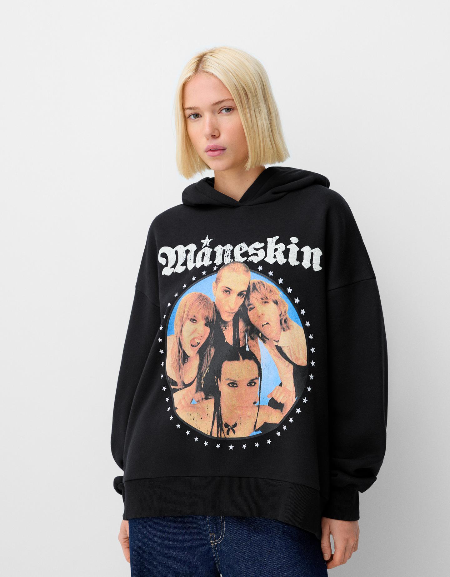 Bershka Hoodie Måneskin Mit Kapuze Damen S Schwarz günstig online kaufen