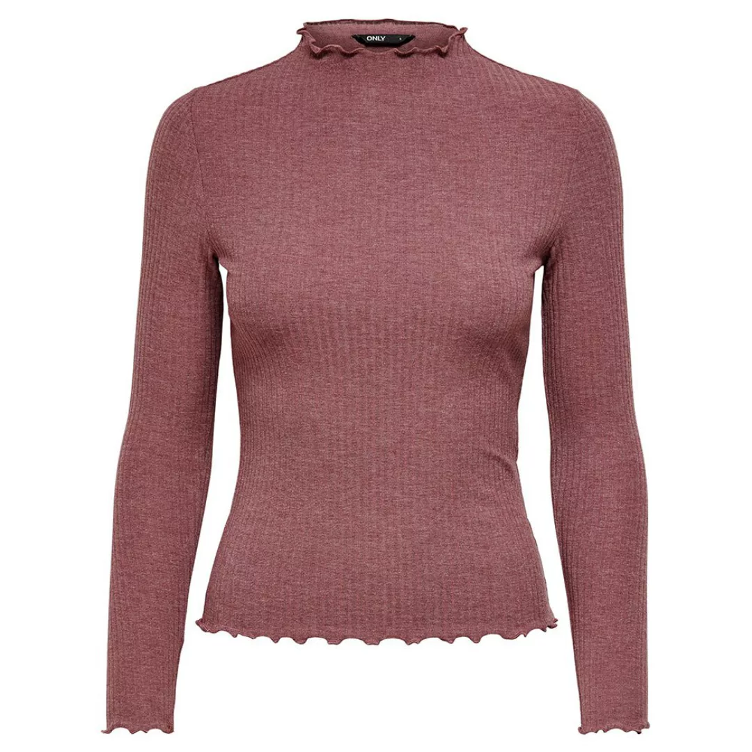 Only Emma High Neck Langarm-t-shirt S Rose Brown / Detail Melange günstig online kaufen