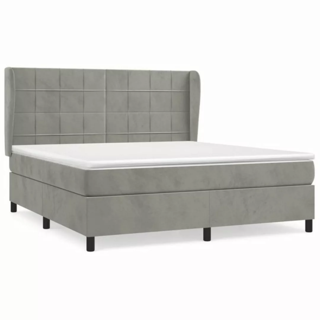 furnicato Bett Boxspringbett mit Matratze Hellgrau 180x200 cm Samt (1-tlg) günstig online kaufen