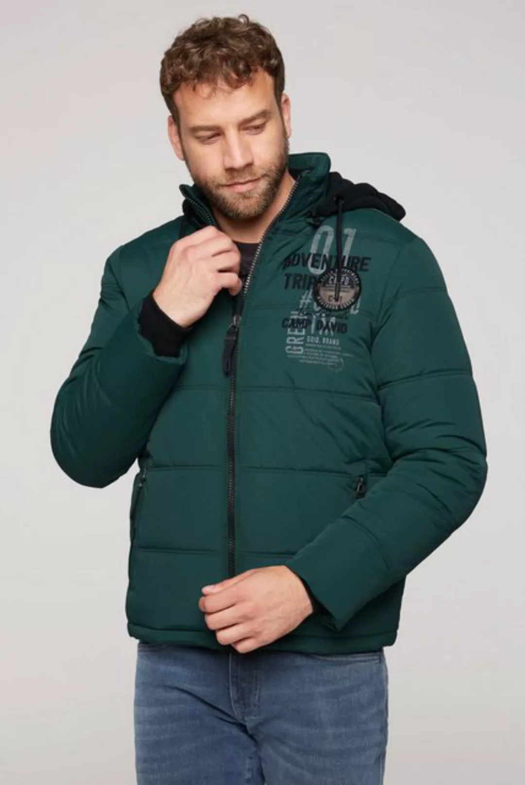 CAMP DAVID Winterjacke mit Rippbündchen im Ärmel günstig online kaufen