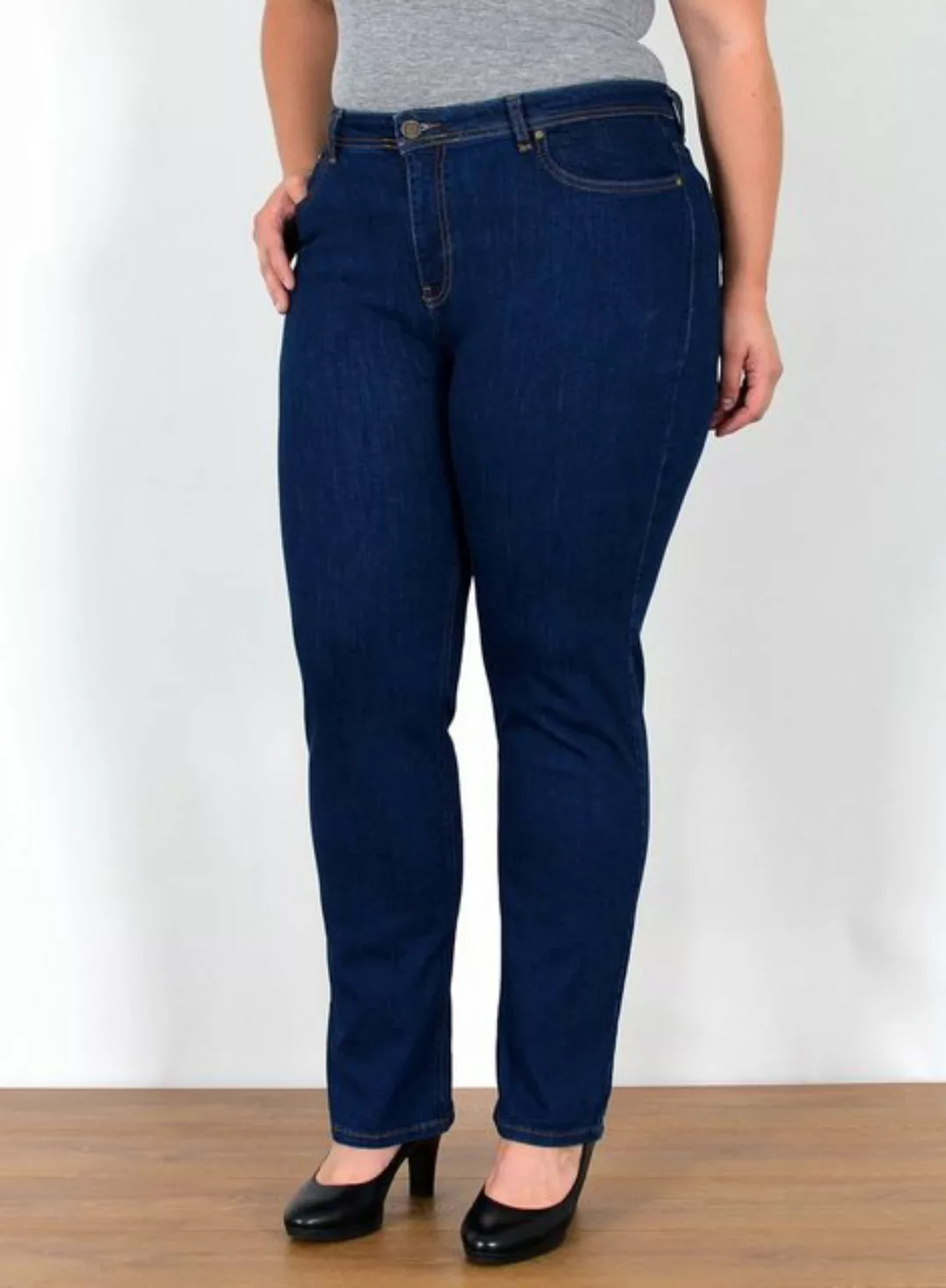 ESRA Straight-Jeans FG6 High Waist Jeans Straight Fit Damen Hose Stretch, D günstig online kaufen