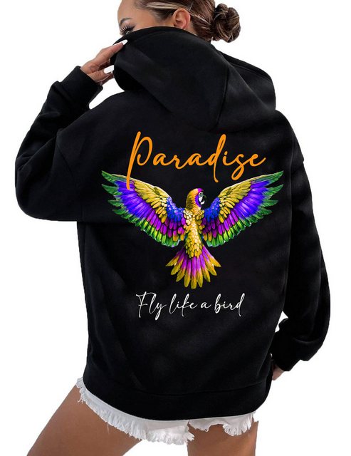 RMK Kapuzenpullover Damen Hoodie Papagei "Paradise" mit Kapuze günstig online kaufen