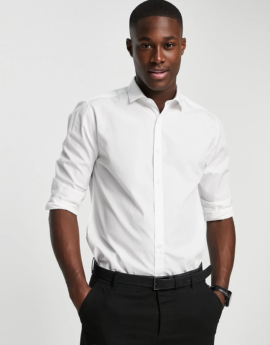 Topman – Langärmliges, elegantes Hemd in Weiß günstig online kaufen
