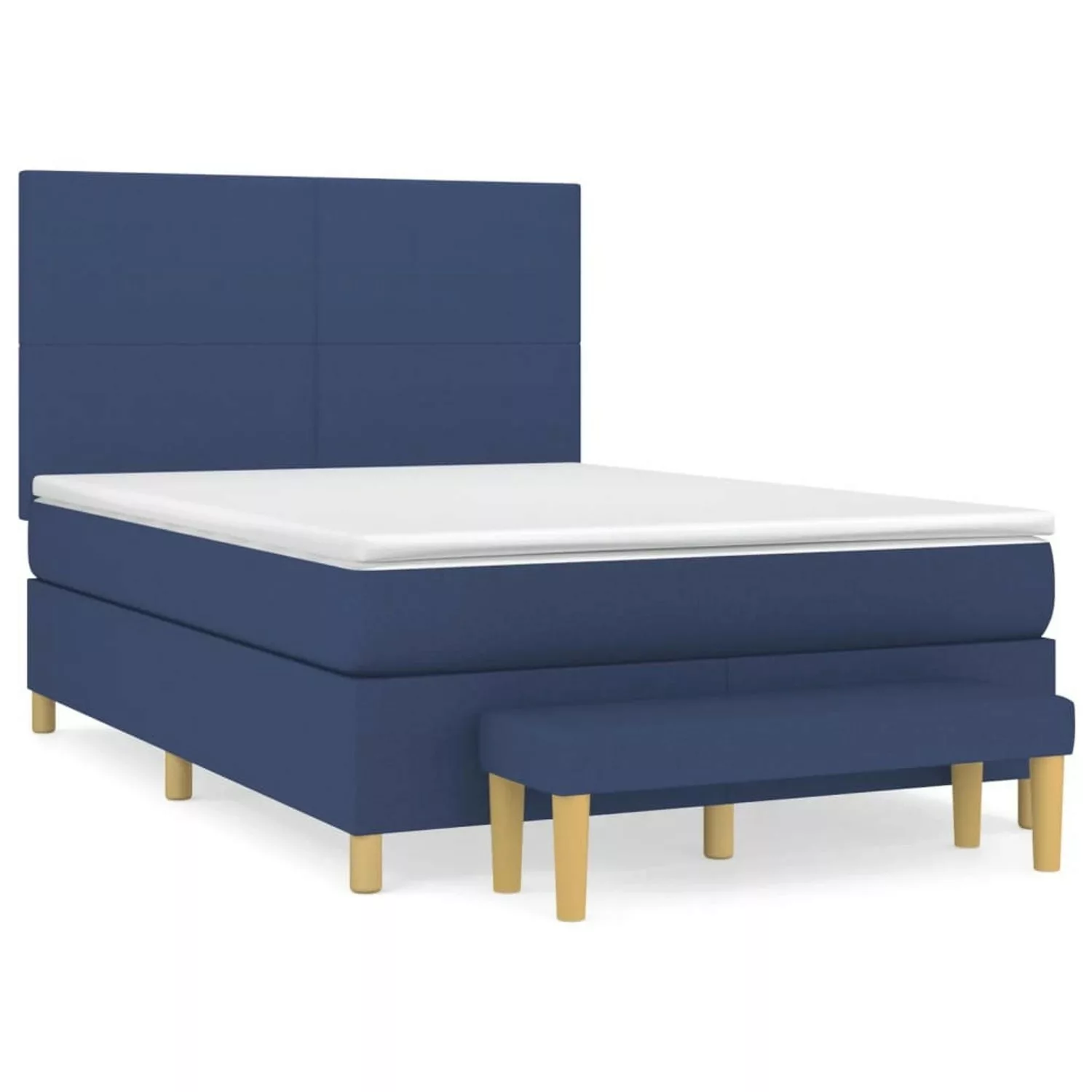 vidaXL Boxspringbett Boxspringbett mit Matratze Blau 140x200 cm Stoff Bett günstig online kaufen