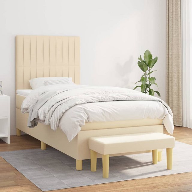 vidaXL Bett Boxspringbett mit Matratze Creme 100x200 cm Stoff günstig online kaufen