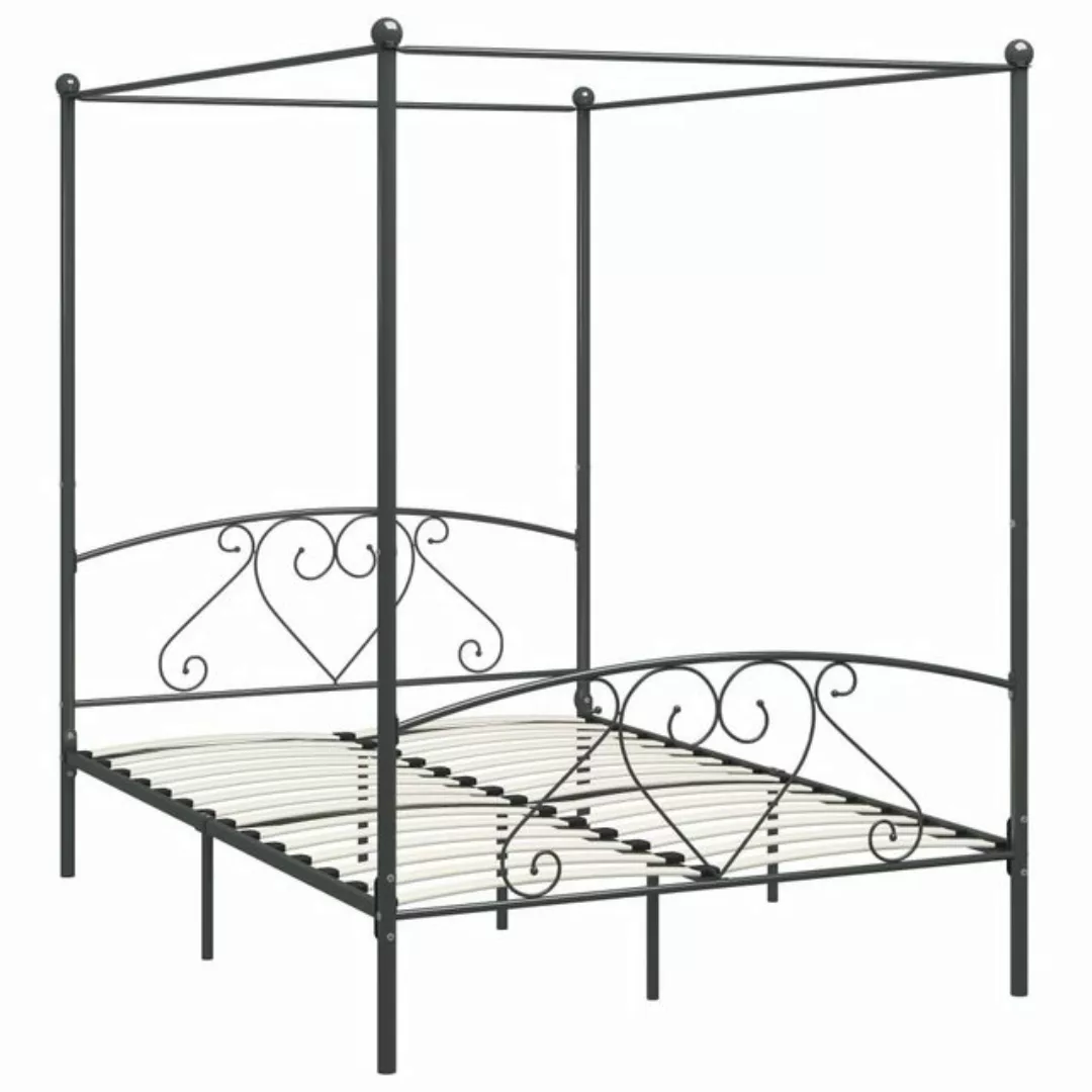 Himmelbett-gestell Grau Metall 140 X 200 Cm günstig online kaufen