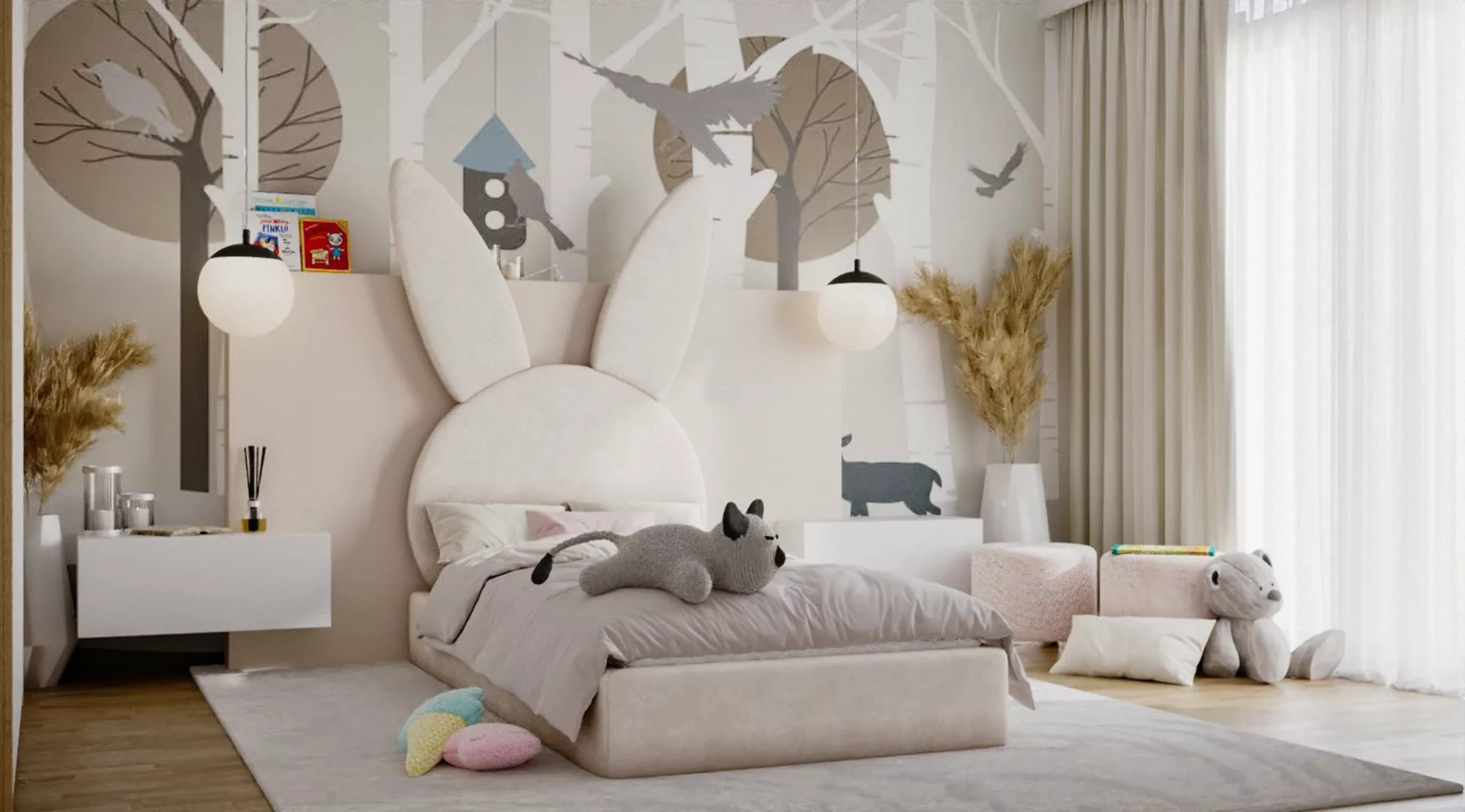 Fun Möbel Kinderbett Polsterbett Bett HÄSCHEN in Stoff Ascot Bukla (mit ode günstig online kaufen