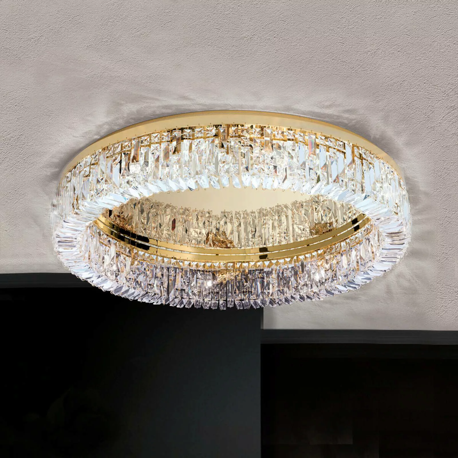 Kristall-Deckenlampe Ring - 75 cm günstig online kaufen
