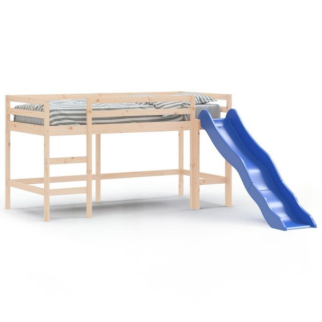 vidaXL Kinderbett Kinderhochbett mit Rutsche 90x190 cm Massivholz Kiefer Be günstig online kaufen