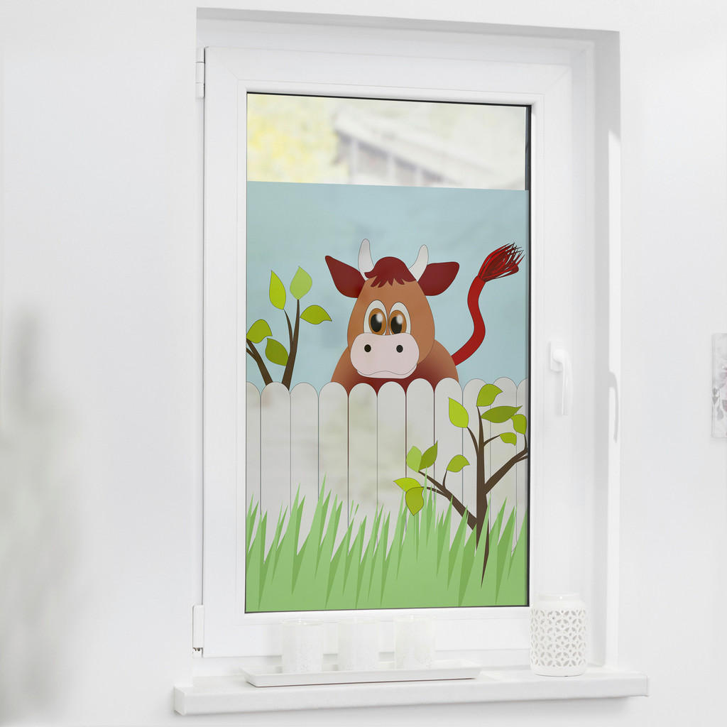 LICHTBLICK Fensterfolie Ochse Otto Tiere Ochse Otto grün weiß B/L: ca. 50x1 günstig online kaufen