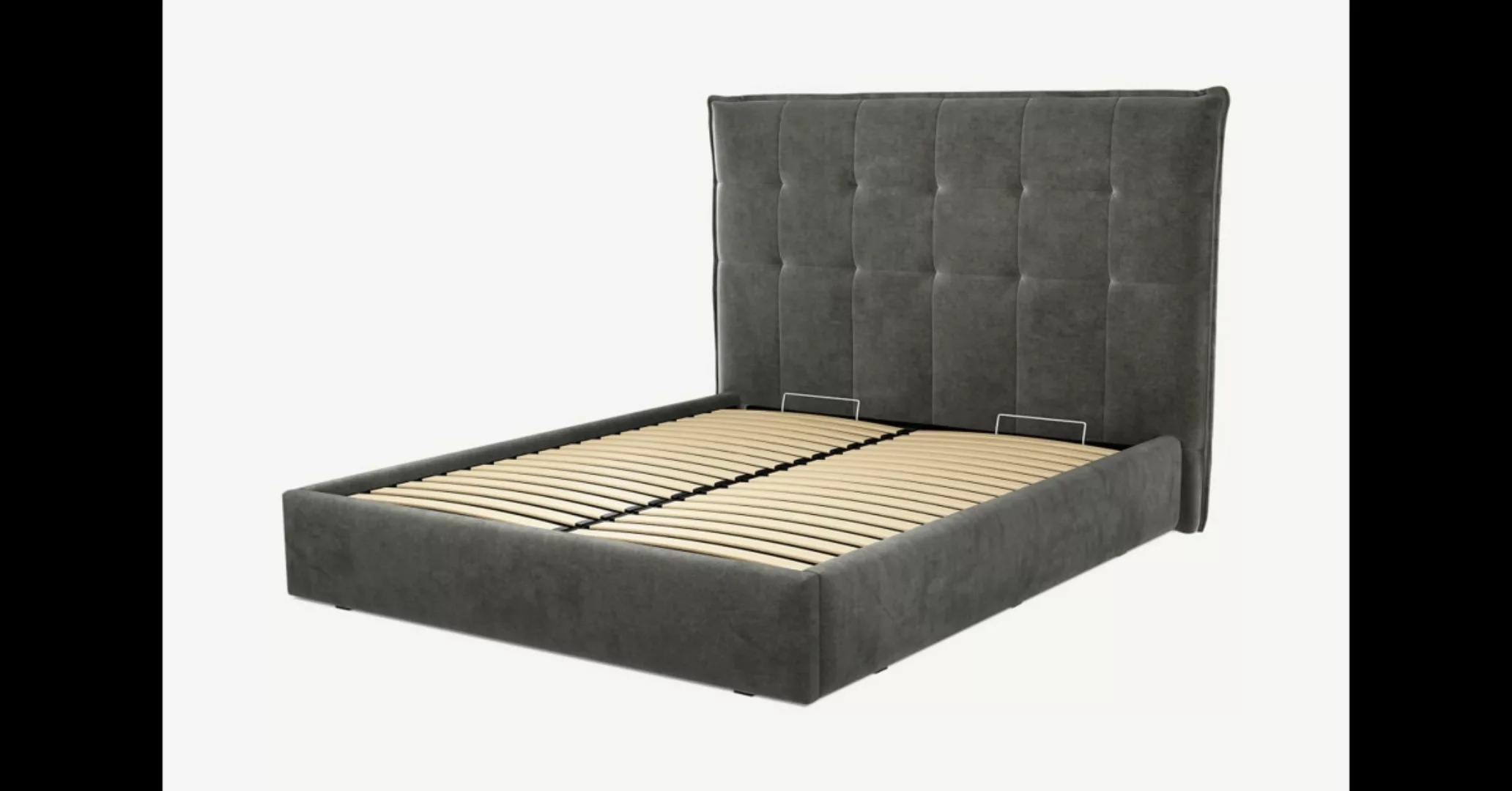 Lamas Polsterbett mit Bettkasten (160 x 200 cm), Samt in Stahlgrau - MADE.c günstig online kaufen