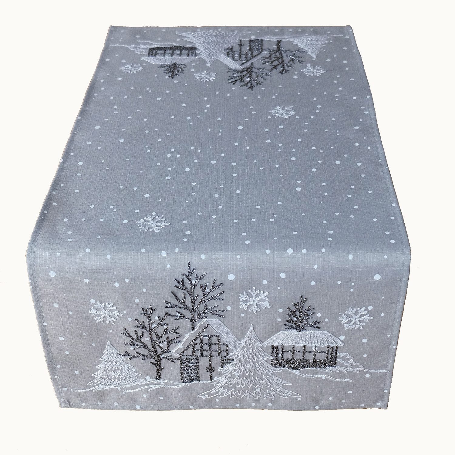 texpot Tischdecke Stickerei Winterdorf Weihnachten Winter günstig online kaufen