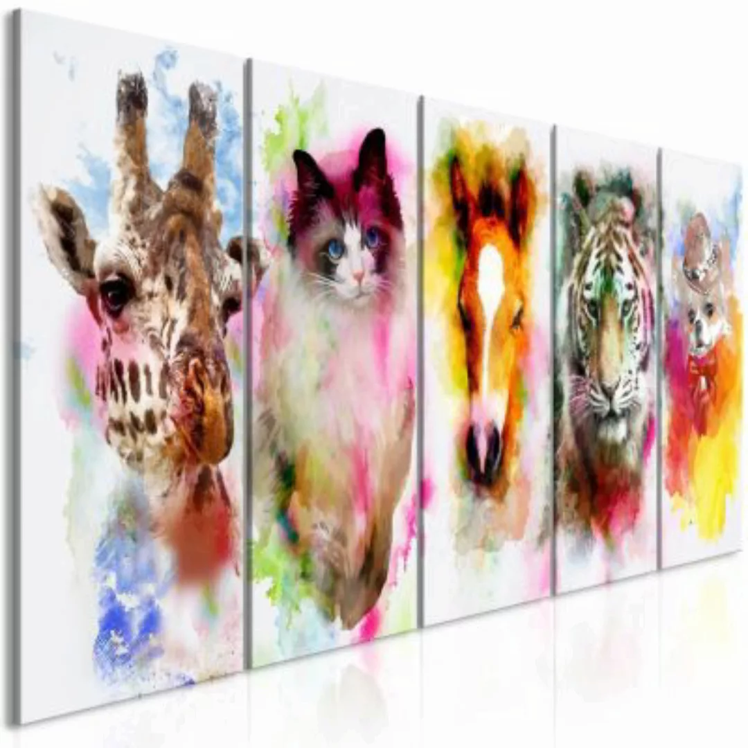 artgeist Wandbild Watercolour Animals (5 Parts) Narrow mehrfarbig Gr. 200 x günstig online kaufen