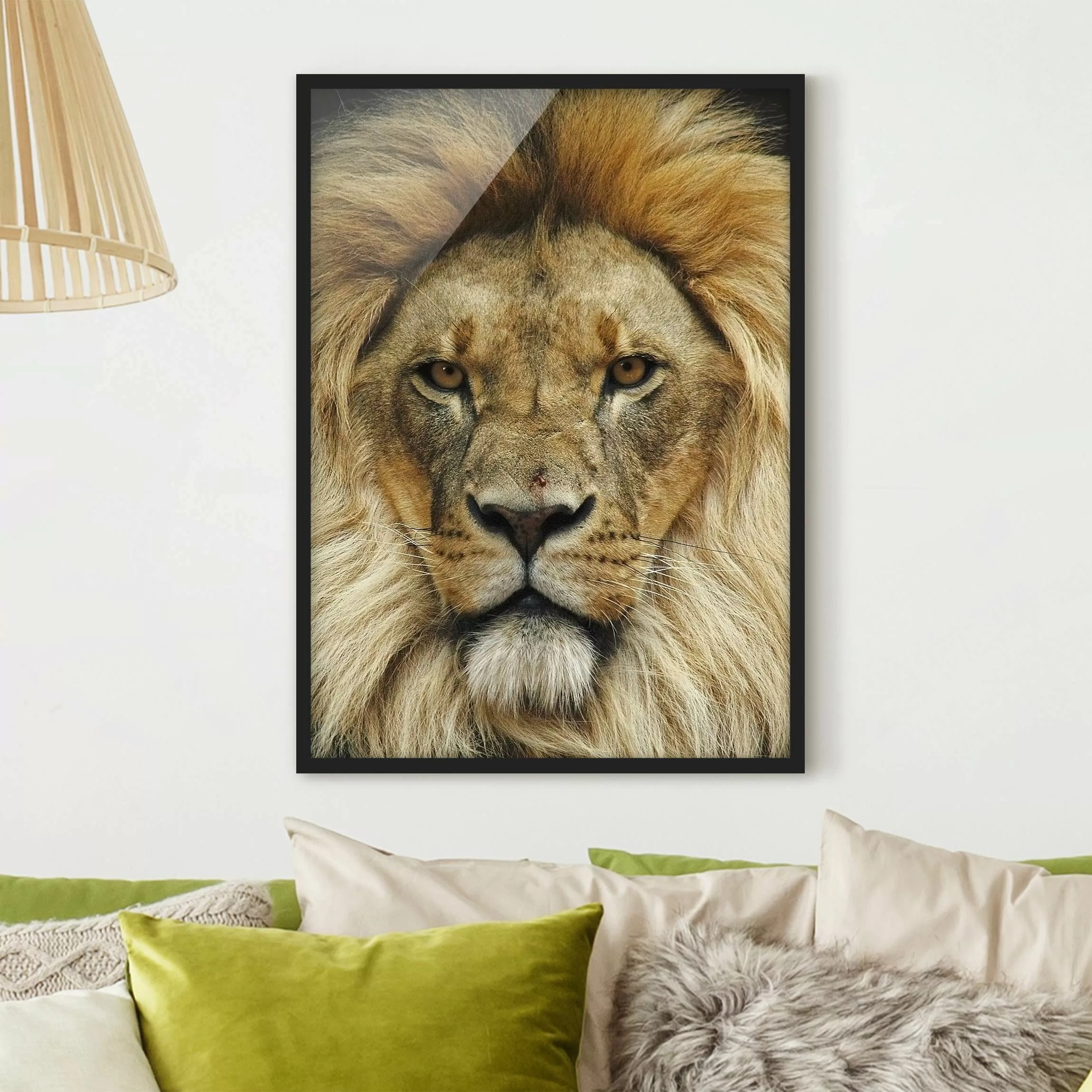 Bild mit Rahmen Tiere - Hochformat Wisdom of Lion günstig online kaufen