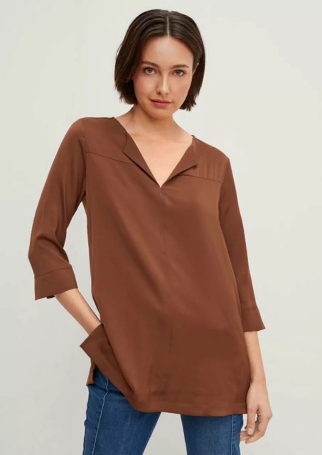 Comma 3/4-Arm-Shirt Bluse mit V-Ausschnitt günstig online kaufen
